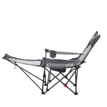 Reclining Camping Chair – 4 Position Folding Lounger with Headrest & Footrest (Gray)
