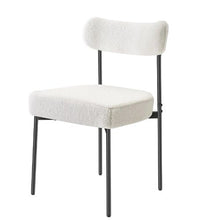 Boucle Dining Chairs with Curved Backrest and Black Metal Legs for Dining Table&Kitchen Table (Set of 2)