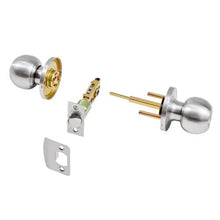 Keyed Entry Door Knob, Satin Nickel Round Ball Locking Door Knob with Thumb Turn, All-Metal Design 587ET-SS-1PK