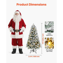 Prelit Flocked Artificial Xmas Christmas Tree and 120 Warm LED Lights with 8 Light Modes Metal Stand (4FT)