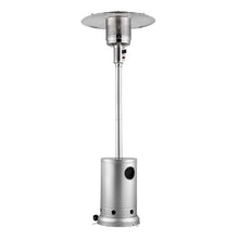 50,000 BTU Propane Patio Heater Hammered Metal Round Table & Wheels (Silver)
