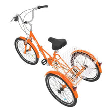 24" Folding Adult Tricycle 7-Speed 3-Wheel Cruiser with Basket for Women Men
