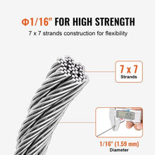 1/16 Inch 7x7 Strand T304 Stainless Steel Braided Aircraft Cable 330FT With Accessories