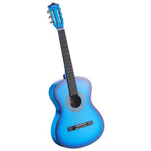 38 Inch Classical Guitar Starter Kit with Gig Bag Tuner Capo & Accessories (Blue)