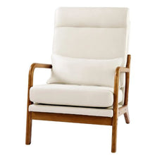 High Back Mid Century Modern Accent Chair with Solid Wood Frame for Living Room