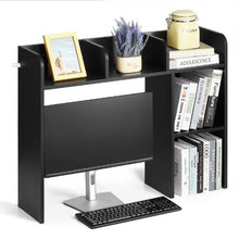 2-Tier Desktop Bookshelf with Anti-Slip Feet Pads (Black)
