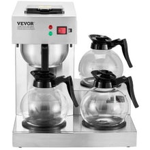 12 Cups Commercial Drip Coffee Maker 3 Carafes Stainless Steel Auto Water Intake for Restaurant & Office