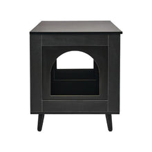 47.2-Inch Cat Litter Box Enclosure for 2 Cats Hidden Cabinet with Rattan Doors (Black)