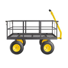 1400 LBS Steel Garden Cart 2-in-1 Utility Wagon with 13" All-Terrain Tires & Mesh Sides