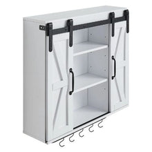 Bathroom Wall Cabinet 2 Doors Adjustable Shelf Over-the-Toilet White with Towel Bar & Hooks