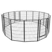 Dog Playpen 40" 16-Panel Foldable Metal Pet Fence with Door Indoor/Outdoor Exercise Pen