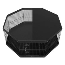 Dog Playpen 8-Panel Foldable Metal Fence with Cover & Pad 24" H Indoor/Outdoor Pet Pen