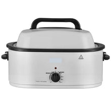 22QT Electric Roaster Oven 1450W Viewing Lid Defrost & Warm Functions Removable Pan & Rack (White)