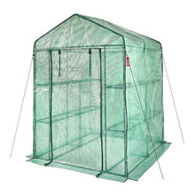 4.7 x 4.7 x 6.5' Ft High Strength PE Cover with Zipper Door and Steel Frame Walk-in Green House with Shelves