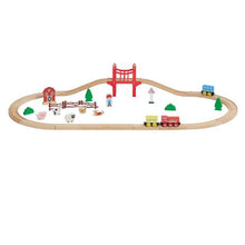 39PCS Wooden Train Set with Magnetic Trains Small Town Railway Track Toy for Kids Ages 3-8