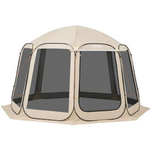 12 x 11 ft Pop-Up Screen Tent with Awning 10–12 Person Screened Canopy Shelter with Netting Sides & Carry Bag – (Beige)