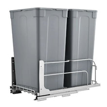 50 QT x2 Pull-Out Trash Bin Heavy Duty Kitchen Waste & Recycling with Soft Close Slide (Grey)