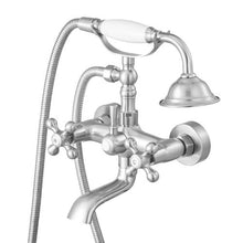 Clawfoot Tub Faucet Wall-Mount Bathtub Filler Handheld Shower Brushed Nickel 360° Spout