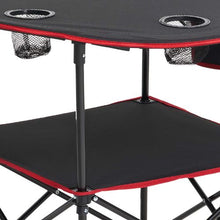 Folding Camping Table – Portable Waterproof Picnic Table with Cup Holders & Carry Bag (Black)