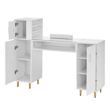 Glass Top Manicure Table with Storage (White)