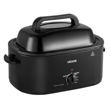 24QT Electric Roaster Oven 1450W Viewing Lid Defrost & Warm Functions Removable Pan & Rack Black
