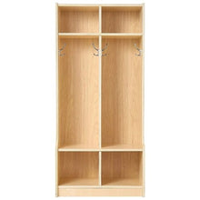Wooden Kids Coat Locker with 4 Hooks & Storage Cubbies (Natural)