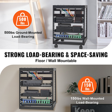 12U Adjustable Depth Open Frame Server Rack with Casters