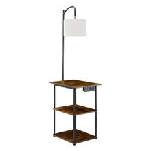 3-Tier Floor Lamp Table with Shelves & Charging