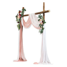 21' Ft Blush Pink with Ivory Wedding Arch Draping Fabric Reception Backdrop Wedding Decoration Artificial Wedding Arch Flowers Kit XH-HQ05 (Pack of 4)