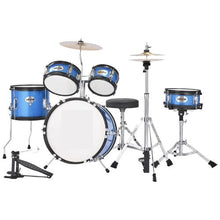 Kids Drum Set, 5-Piece 14" Junior Drum Kit with Throne, Cymbal & Drumsticks, Sky Blue