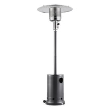 50,000 BTU Propane Patio Heater Hammered Metal with Round Table & Wheels (Silver Gray)