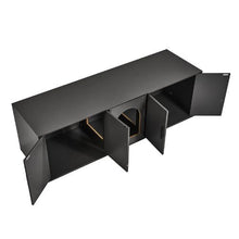 57.9-Inch Cat Litter Box Enclosure Hidden Double-Room Cabinet for 2 Cats Fits Most Litter Boxes (Black)