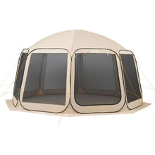 15 x 13.8 ft Pop-Up Screen Tent 12–15 Person Large Screened Canopy Shelter with Netting Sides Stakes & Carry Bag – (Beige)
