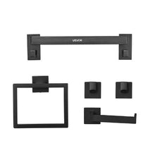 Matte Black 5-Piece Bathroom Hardware Set 16-inch Towel Bar Towel Rack 2 Robe Hooks Toilet Paper Holder Wall Mounted