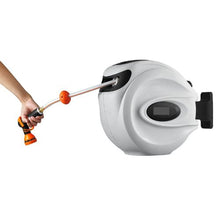 65 ft Retractable Hose Reel 5/8" Wall-Mounted Garden Hose Reel with 9-Pattern Nozzle & Auto Rewind