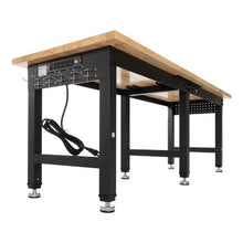 96 x 24-Inch Adjustable Workbench 5000 LBS Oak Top 4 AC Outlets & 2 USB Ports Heavy-Duty Worktable