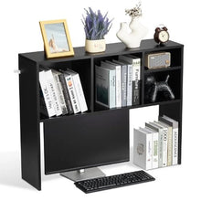 Desktop Bookshelf 1-Tier Wood Display Shelf Organizer (Black)