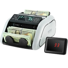 Money Counting Machine with Counterfeit Detection (UV, MG, IR, DD), USD & EUR Bills Large LCD & External Display