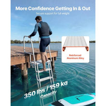 6-Step Dock Ladder 81.3" Flip-Up Aluminum Alloy Pontoon Boat Swim Ladder 350 lbs Weight Capacity