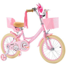 16-Inch Princess Kids Bike for Girls Pink Children’s Bicycle with Basket Streamers Doll Seat & Training Wheels