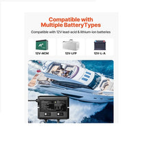 4-Bank 10A 12V Onboard Boat Charger IP68 Waterproof Smart On-Board Battery Charger for Lithium