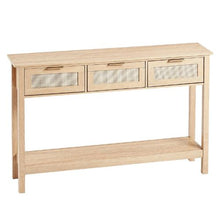 Rattan Console Table with 3 Drawers & Sliding Door