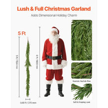 Realistic Norfolk Pine Garland Evergreen Real Touch Artificial Faux Greenery Xmas Decoration (5FT)