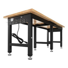 72 x 24-Inch Adjustable Workbench 5000 LBS Capacity Oak Wood Top 4 AC Outlets & 2 USB Ports