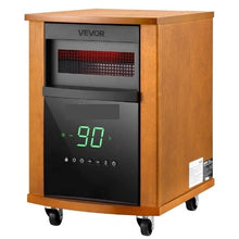 Infrared Heater 1500W Electric Space Heater 3 Heat Settings Remote 12H Timer Wheels (Light Wood)