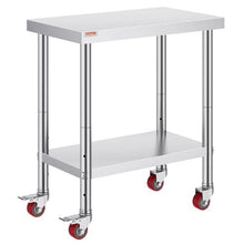 30 X 18 In Stainless Steel Work Table with 4 Wheels  for Commercial Kitchen Restaurant GZT76-4585