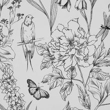 Peel and Stick Wallpaper White Botanical Floral 17.7 x 393.7 In Waterproof