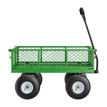 680 LBS Steel Garden Cart Heavy-Duty Utility Wagon with 10" Tires & Removable Mesh Sides