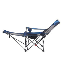 Reclining Camping Chair – 4 Position Folding Mesh Lounger with Headrest & Footrest (Blue)