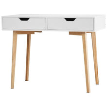 White & Wood Small Kids Desk with Drawers – Rectangle MDF Study Table for Bedroom Home & Office